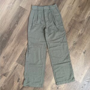 GAP Green Trousers Relaxed Fit Linen size 4 Tall
